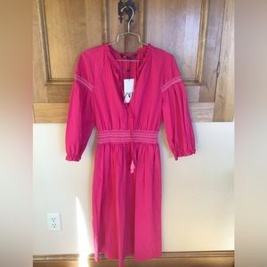 Zara pink boho maxi dress NWT